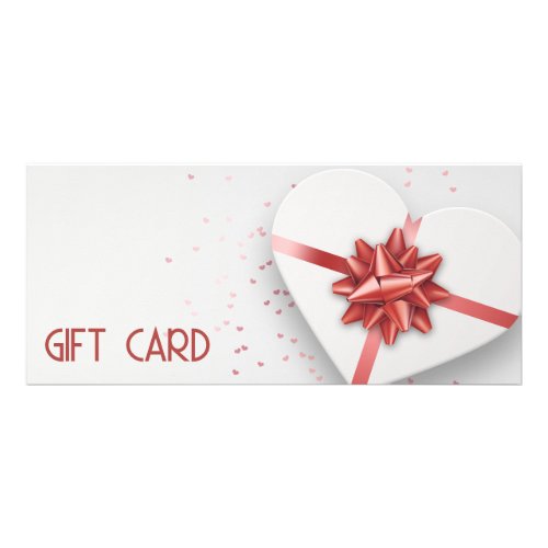 Red Bow Lovely White Heart Gift Box Gift Card