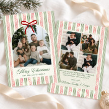 Red Bow Merry Christmas Family Photo Holiday