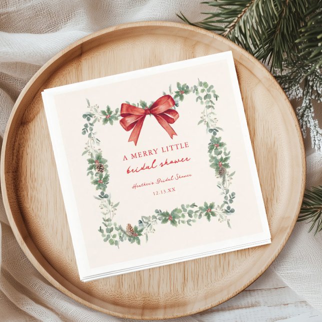 Red Bow Merry Little Christmas Bridal Shower Napkins (Creator Uploaded)