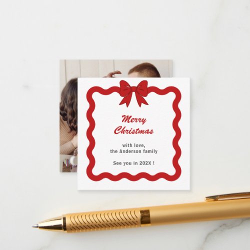 Red Bow Mini Photo Christmas Holiday Card