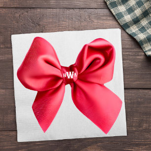 Red Bow Monogram Preppy Napkin