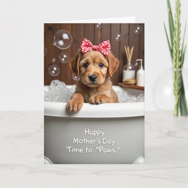 Red Bow Mothers Day Time Card (Front)