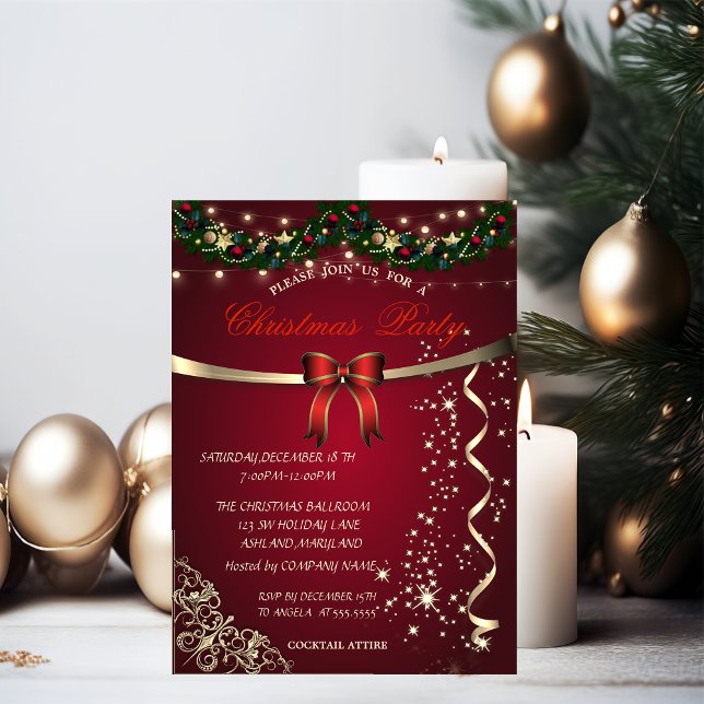 Red Bow,Ornaments Company Christmas Party Invitation (Creator Uploaded)