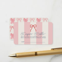 Red Bow & Pink Stripes Baby Diaper Raffle Ticket