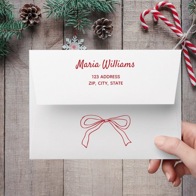 Red bow return address Christmas Envelope (Creator Uploaded)