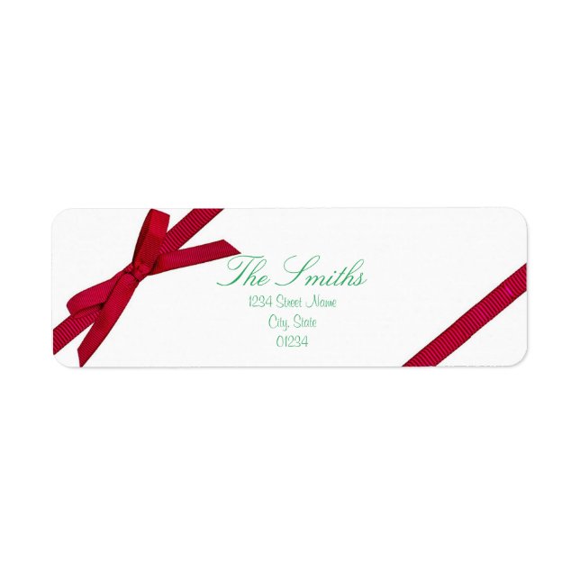 Red Bow Return Address Label (Front)