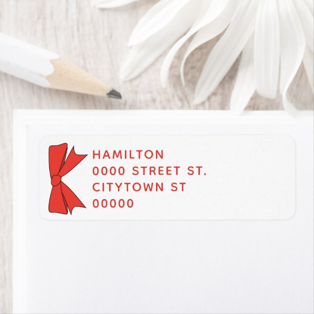 Red Bow return address label (Insitu)