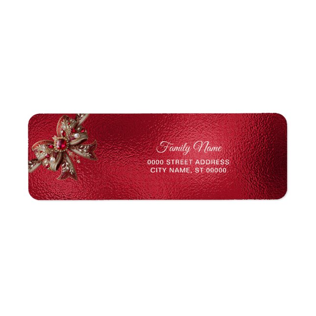 Red Bow Return Address Label (Front)