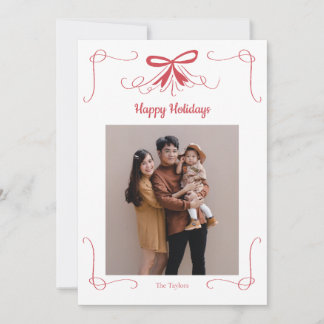 Red Bow Ribbon Christmas Holiday Photo Card
