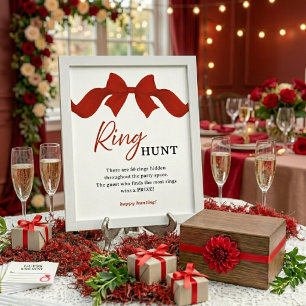 Red Bow Ring Hunt Bridal Shower Game Sign