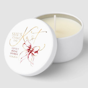 Red Bow She's Tying the Knot Bridal Shower Mini Candle Favors