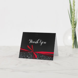 Red Bow Sparkle Bling Holiday Party Greeting Card