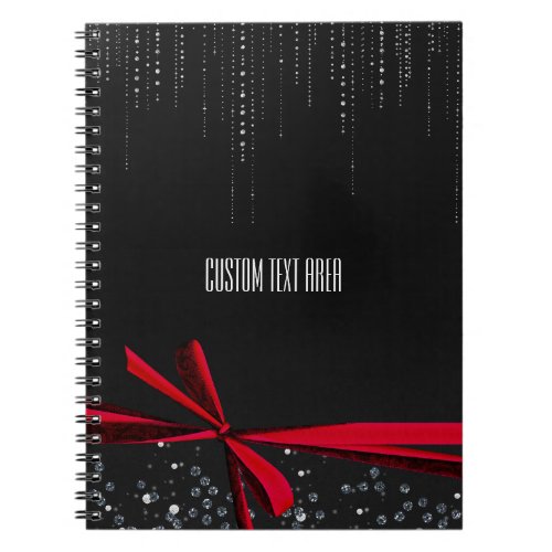 Red Bow Sparkle Ribbon  Bling Journal Notebook