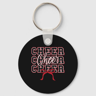 Red Bow Sport Cheer Cheerleader Cheerleading Girl Keychain