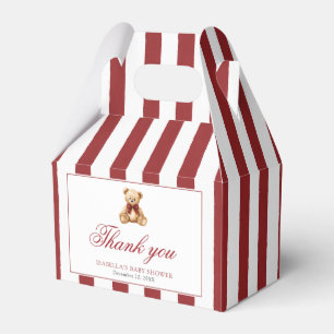 Red Bow Teddy Bear We Can Bearly Wait Baby Shower Favor Boxes