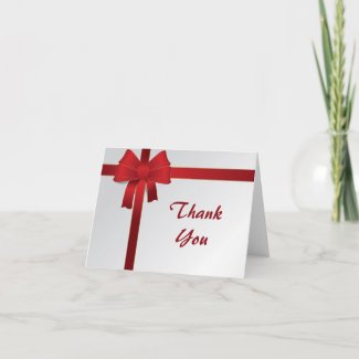 Red Bow Thank You Card card