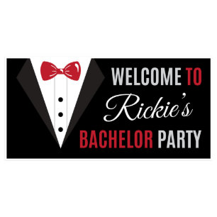 Red Bow Tie Bachelor Party Banner