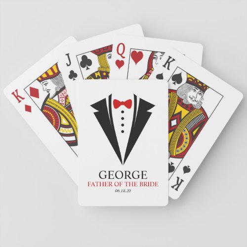 Red Bow Tie Father of the Bride Wedding Party Playing Cards