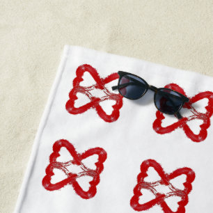 Red Bow Tie Heart Beach Towel