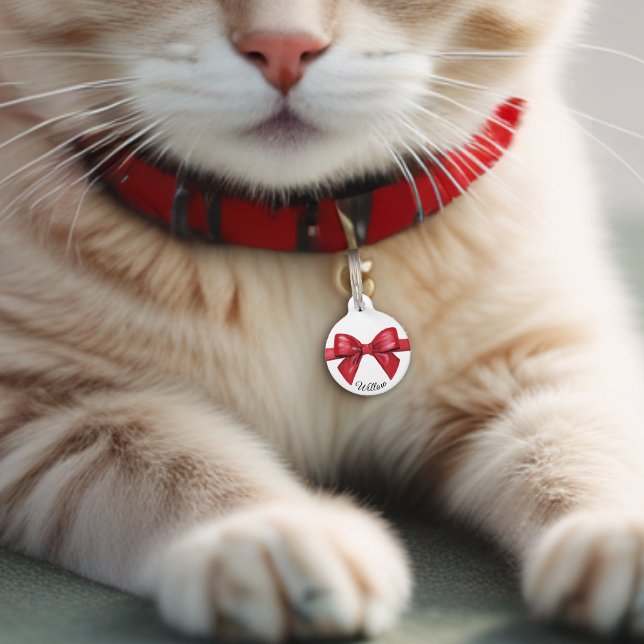 Red bow tie pet ID tag (Creator Uploaded)
