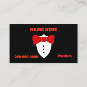 Red Bow Tie, Tux, add info Business Card