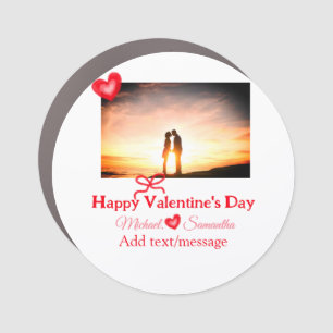 Red bow valentine's day add photo name heart love car magnet