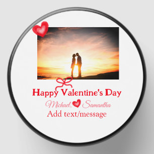 Red bow valentine's day add photo name heart love mini candle favors