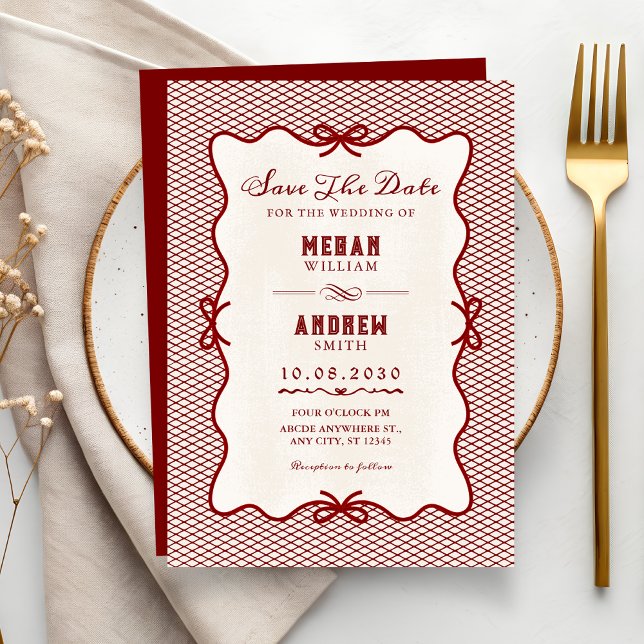 Red bow wedding  invitation (Creator Uploaded)