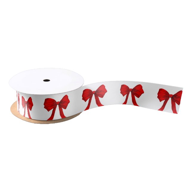 Red Bow White Ribbon (Spool)