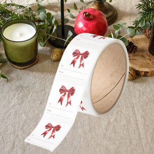 Red bow white to from gift wrapping square sticker