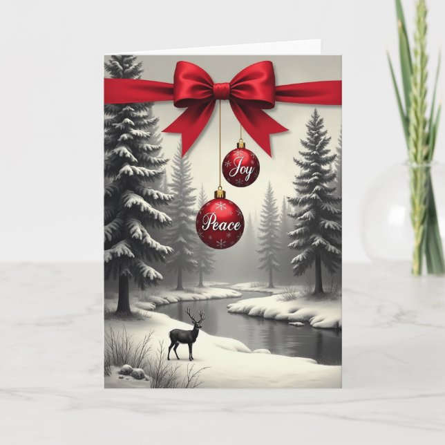 Red Bow Winter Card (Front)