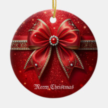 Red Bow with Pearls and jewels