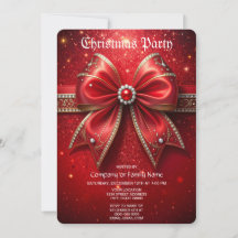 Red Bow with Pearls and jewels Christmas Party