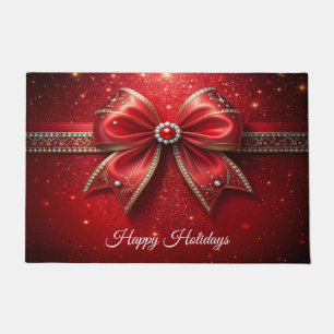 Red Bow with Pearls and Jewels Doormat