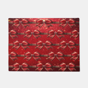 Red Bow with Pearls and Jewels Doormat