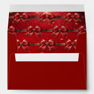 Red Bow with Pearls and Jewels Envelope