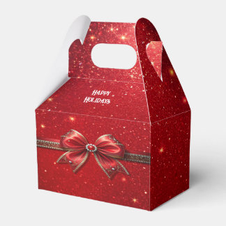 Red Bow with Pearls and jewels Favor Box