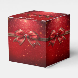 Red Bow with Pearls and jewels Favor Boxes