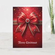 Red Bow with Pearls and jewels Holiday