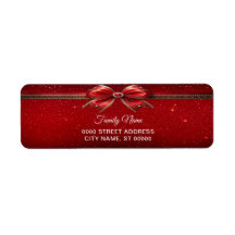 Red Bow with Pearls and jewels Return Address