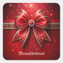 Red Bow with Pearls and jewels Stickers