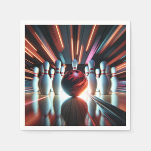 Red Bowling Ball and Pins Napkins