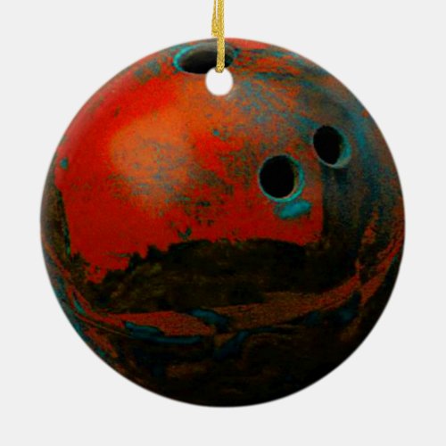 Red Bowling Ball Customize It Ceramic Ornament