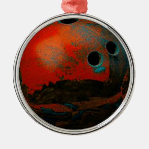 Red Bowling Ball Customize It Metal Ornament