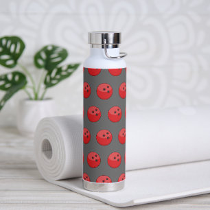 Red Bowling Ball Pattern Water Bottle