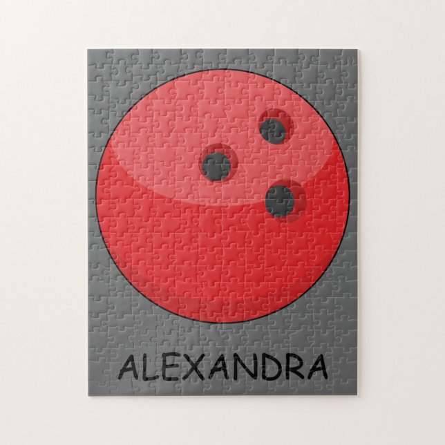 Red Bowling Ball Personalize Jigsaw Puzzle (Vertical)