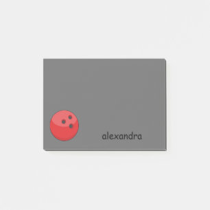 Red Bowling Ball Personalize Post-it Notes