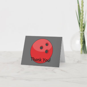 Red Bowling Ball Personalize Thank You Card