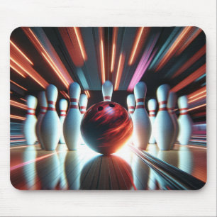 Red Bowling Ball With Pins Mouse Pad