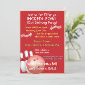 Red Bowling Birthday Invitation (Standing Front)